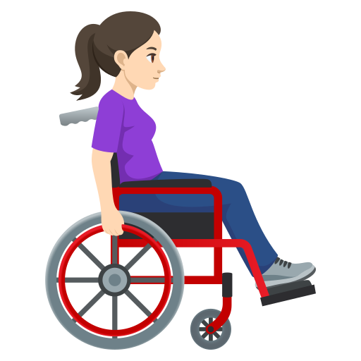 Mulher em cadeira de rodas manual voltada para a direita: tom de pele claro para JoyPixels 10.0