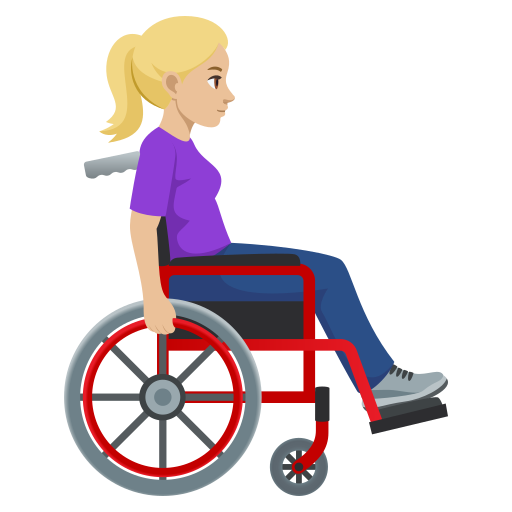 Mulher em cadeira de rodas manual voltada para a direita: tom de pele médio-claro para JoyPixels 10.0