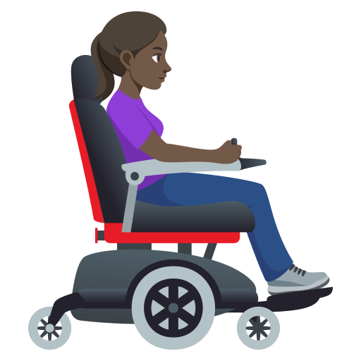 Mulher em cadeira de rodas motorizada voltada para a direita: tom de pele escuro para JoyPixels 10.0