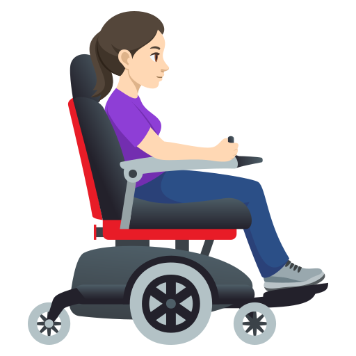 Mulher em cadeira de rodas motorizada voltada para a direita: tom de pele claro para JoyPixels 10.0
