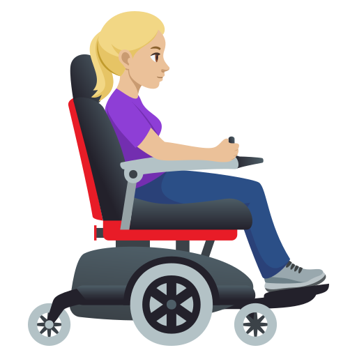 Mulher em cadeira de rodas motorizada voltada para a direita: tom de pele médio-claro para JoyPixels 10.0