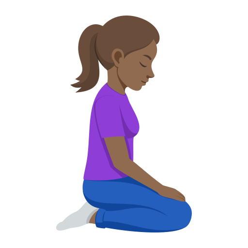 <p>Жінка, яка стоїть на колінах: середньо-темний тон шкіри, дивиться праворуч</p> для JoyPixels 10.0