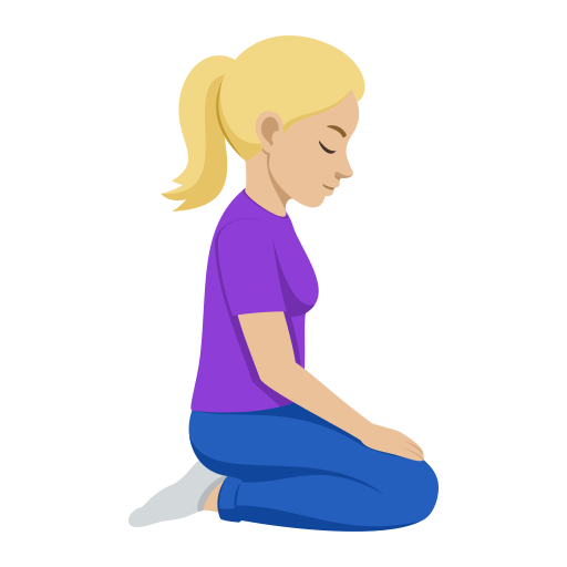 Mulher ajoelhada de frente para a direita: tom de pele médio-claro para JoyPixels 10.0