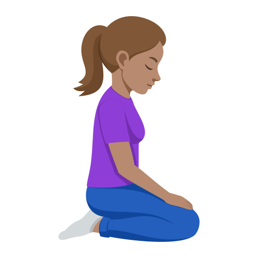 Mulher ajoelhada de frente para a direita: tom de pele médio para JoyPixels 10.0