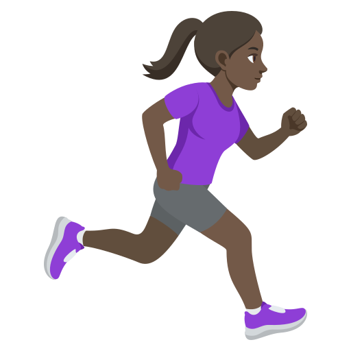 Mulher correndo de frente para a direita: tom de pele escuro para JoyPixels 10.0