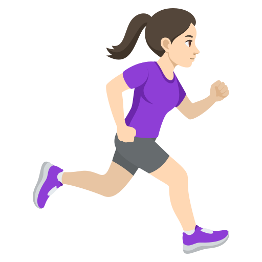 Mulher correndo de frente para a direita: tom de pele claro para JoyPixels 10.0