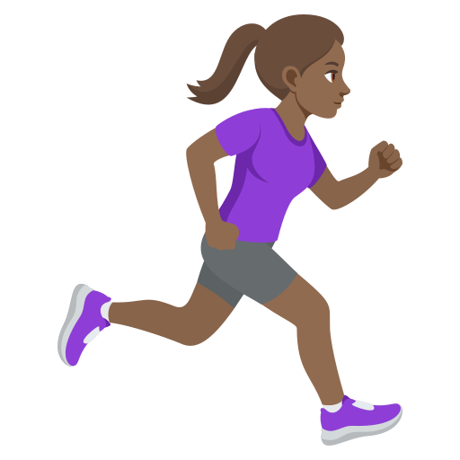 Mulher correndo de frente para a direita: tom de pele médio-escuro para JoyPixels 10.0