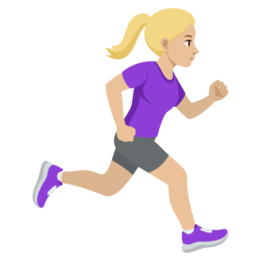 Mulher correndo de frente para a direita: tom de pele médio-claro para JoyPixels 10.0