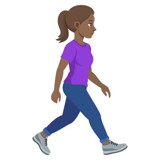 Mulher caminhando de frente para a direita: tom de pele médio-escuro para JoyPixels 10.0