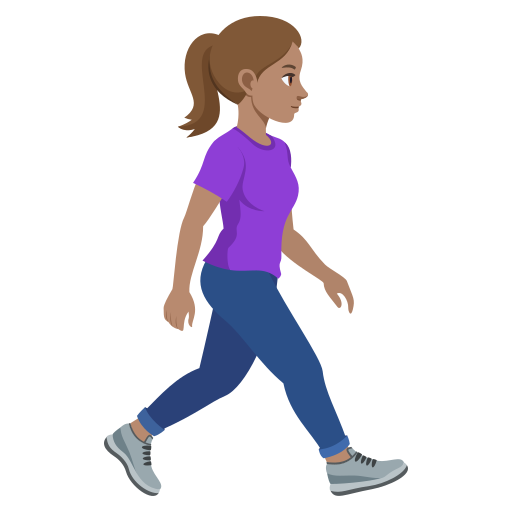 Mulher caminhando de frente para a direita: tom de pele médio para JoyPixels 10.0