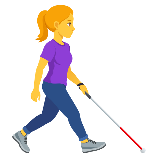 Жінка з білою тростиною, що дивиться праворуч для JoyPixels 10.0