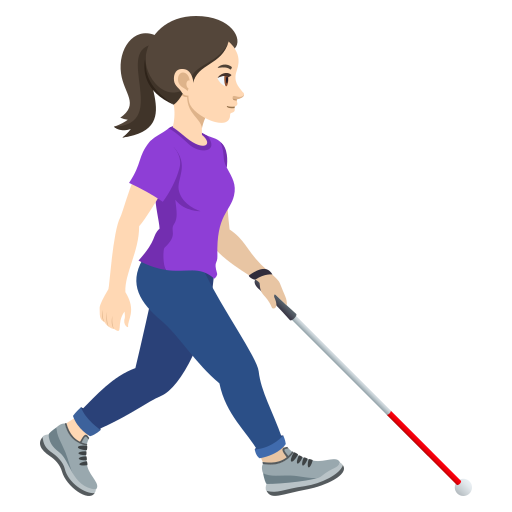 <div>Жінка з білою тростиною: світла шкіра, повернена вправо</div> для JoyPixels 10.0