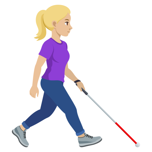 Mulher com bengala branca voltada para a direita: tom de pele médio-claro para JoyPixels 10.0