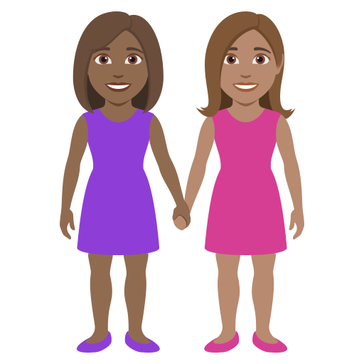 Mulheres que seguram as mãos: tom de pele médio-escuro, tom de pele médio para JoyPixels 10.0