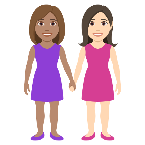 Duas Mulheres De Mãos Dadas: Pele Morena, Pele Clara para JoyPixels 10.0