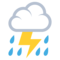 Nube Con Rayo Y Lluvia