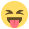 وجه بعينين مغلقتين ولسان متدلٍ