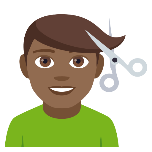 Homem Cortando O Cabelo: Tom de Pele Médio-Escuro