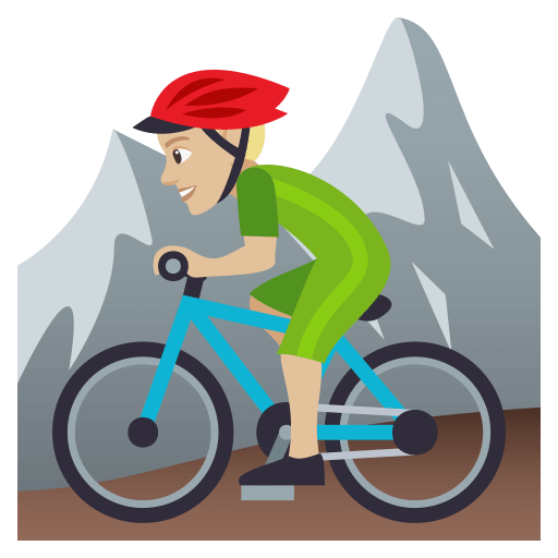 Homem Fazendo Mountain Bike: Tom de Pele Médio-Claro