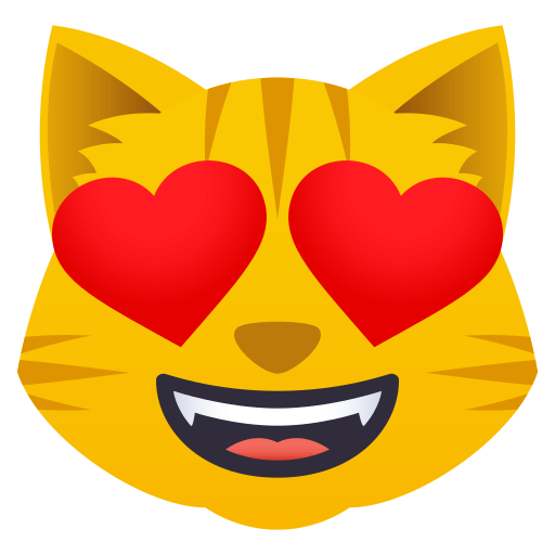 Rosto De Gato Sorridente Com Olhos De Coração