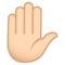 Erhobene Hand: Helle Hautfarbe