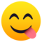 Sich Die Lippen Leckendes Gesicht