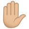 Erhobene Hand: Mittelhelle Hautfarbe