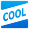 Wort „Cool“ In Blauem Quadrat