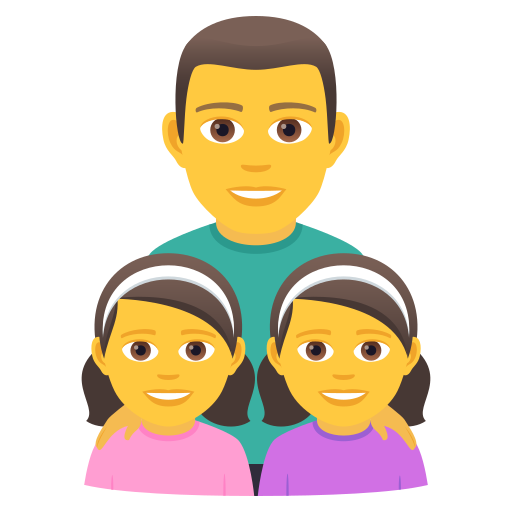 Familie: Mann, Mädchen, Mädchen