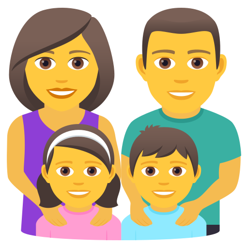 Familie: Mann, Frau, Mädchen, Junge