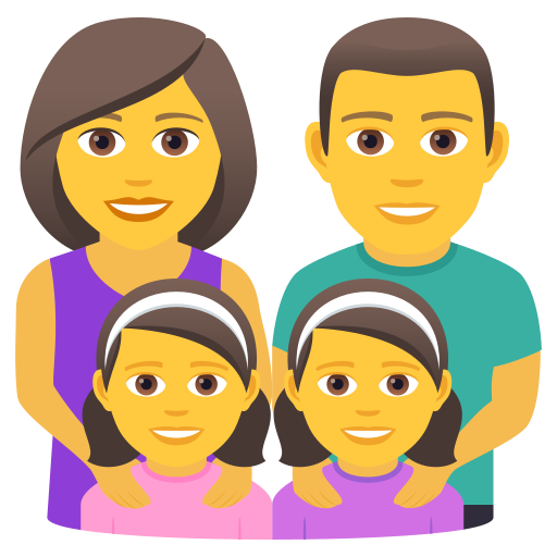 Familie: Mann, Frau, Mädchen, Mädchen