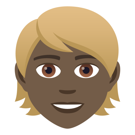 Person: Dunkle Hautfarbe, Blondes Haar