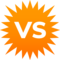 Schriftzug „VS“ In Orangem Quadrat