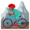 Ciclista Uomo Di Mountain Bike: Carnagione Medio-Scura