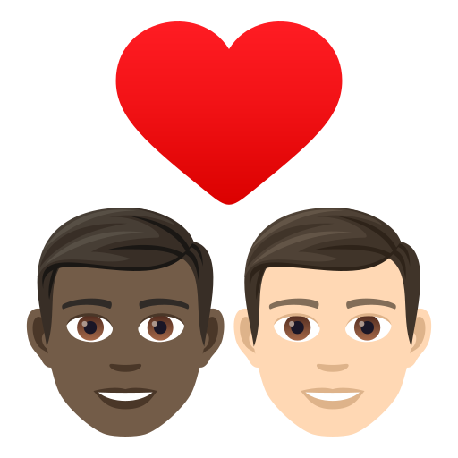 Paar mit Herz: Mann, Mann, Dunkle Hautfarbe, Helle Hautfarbe