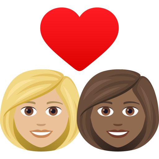 Paar mit Herz: Frau, Frau, Mittelhelle Hautfarbe, Mitteldunkle Hautfarbe