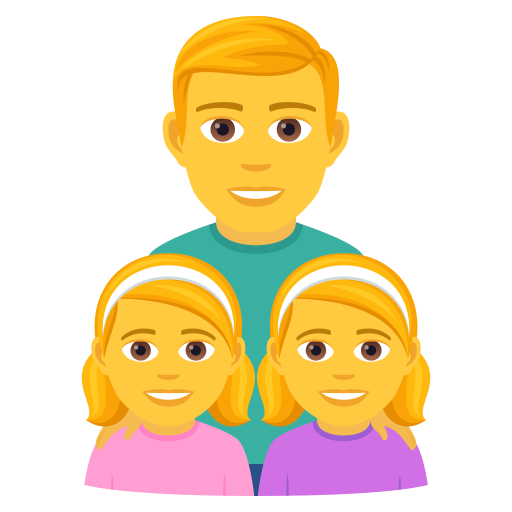 Familie: Mann, Mädchen, Mädchen