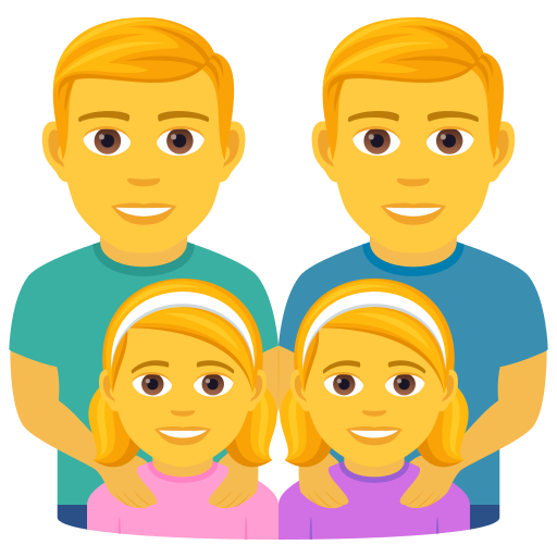 Familie: Mann, Mann, Mädchen, Mädchen