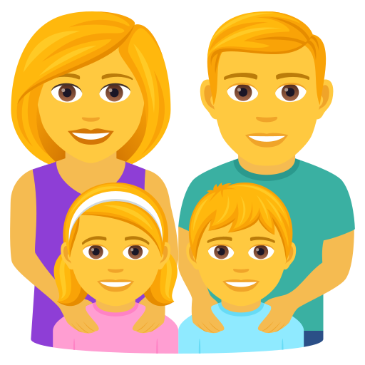 Familie: Mann, Frau, Mädchen, Junge