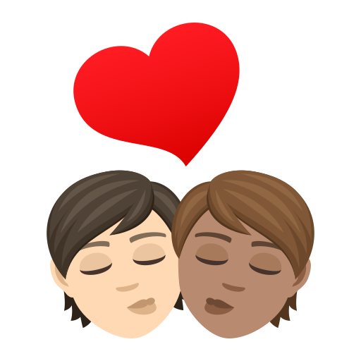 Kuss: Person, Person, Helle Hautfarbe, Mittlere Hautfarbe