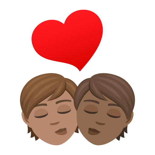 Kuss: Person, Person, Mittlere Hautfarbe, Mitteldunkle Hautfarbe