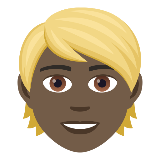 Person: Dunkle Hautfarbe, Blondes Haar
