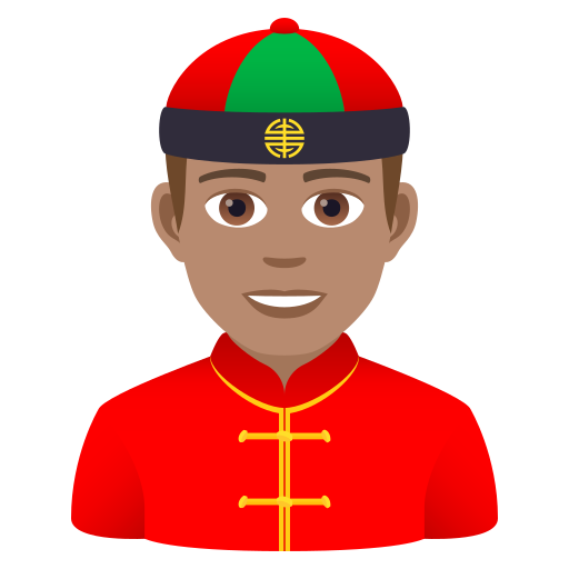 Person Mit Chinesischem Hut: Mittlere Hautfarbe