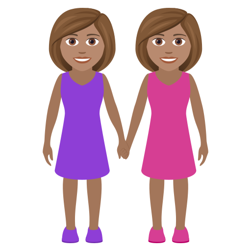 Händchen Haltende Frauen: Mittlere Hautfarbe