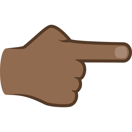 Указывающий направо палец: темный тон кожи для JoyPixels 9.0