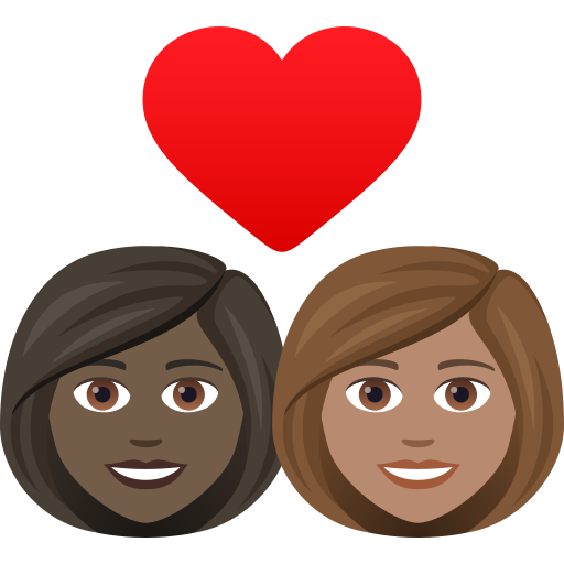 Закохана пара: жінка жінка дуже темний тон шкіри середній тон шкіри для JoyPixels 9.0