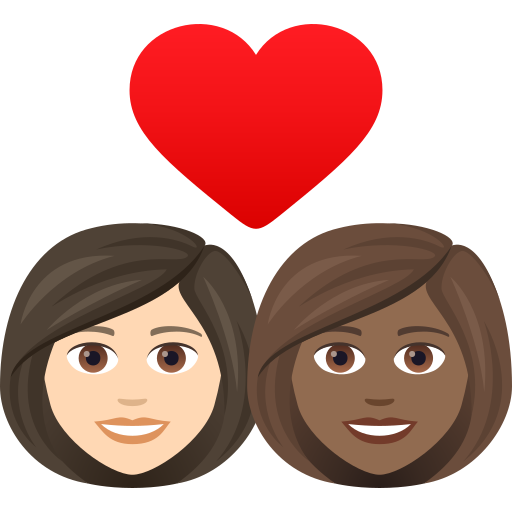Закохана пара: жінка жінка дуже світлий тон шкіри темний тон шкіри для JoyPixels 9.0