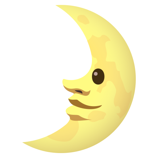 Місяць у першій чверті з обличчям для JoyPixels 9.0