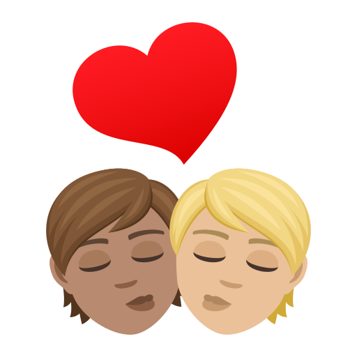 Поцілунок: дорослий дорослий середній тон шкіри світлий тон шкіри для JoyPixels 9.0