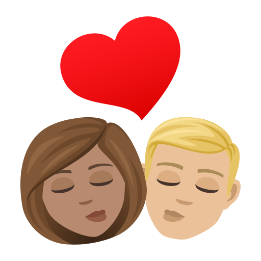 Поцелуй: женщина мужчина средний тон кожи светлый тон кожи для JoyPixels 9.0